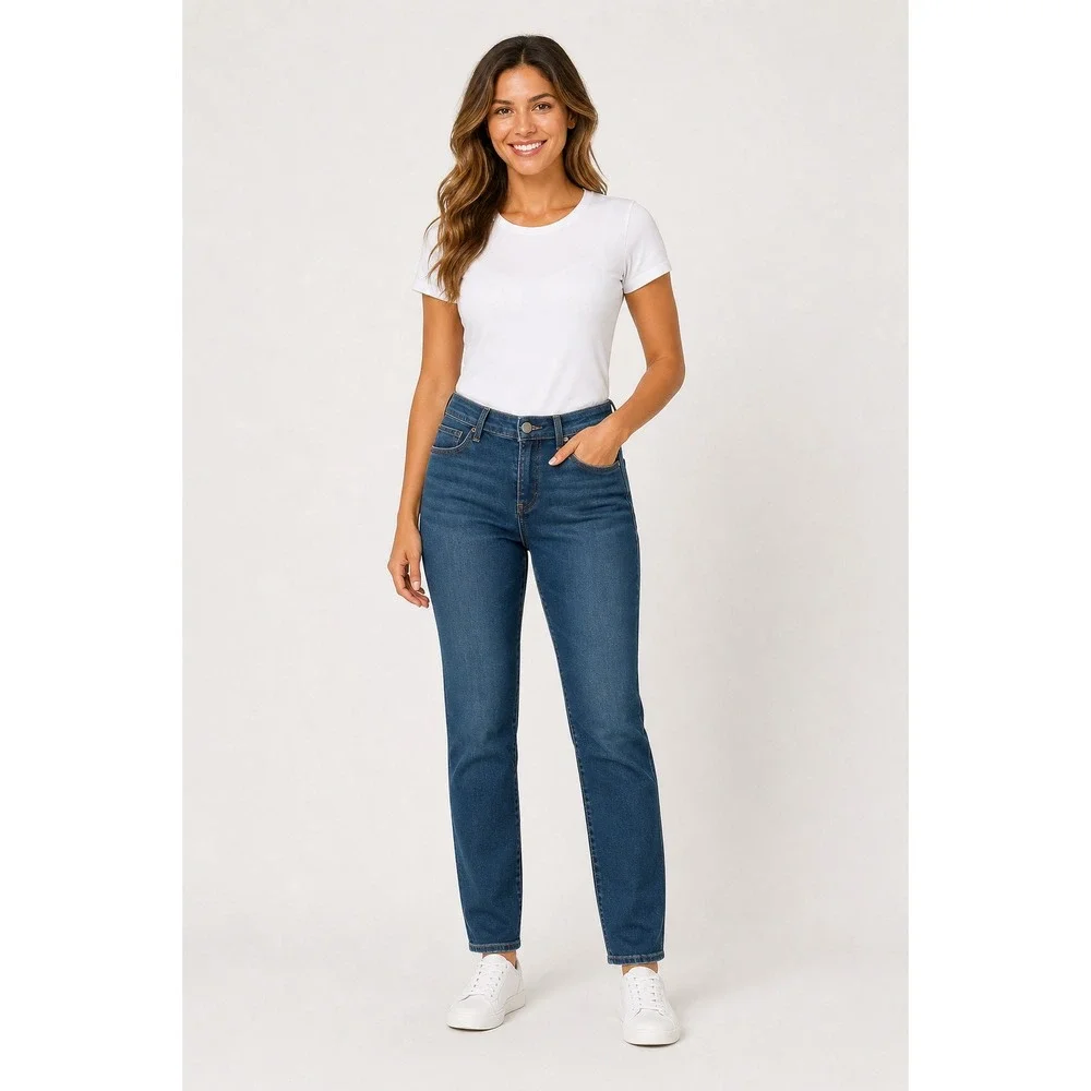 J. Jill Authentic Fit Slim Leg Jeans‎ Size 12 Medium Wash Stretch Denim Blue